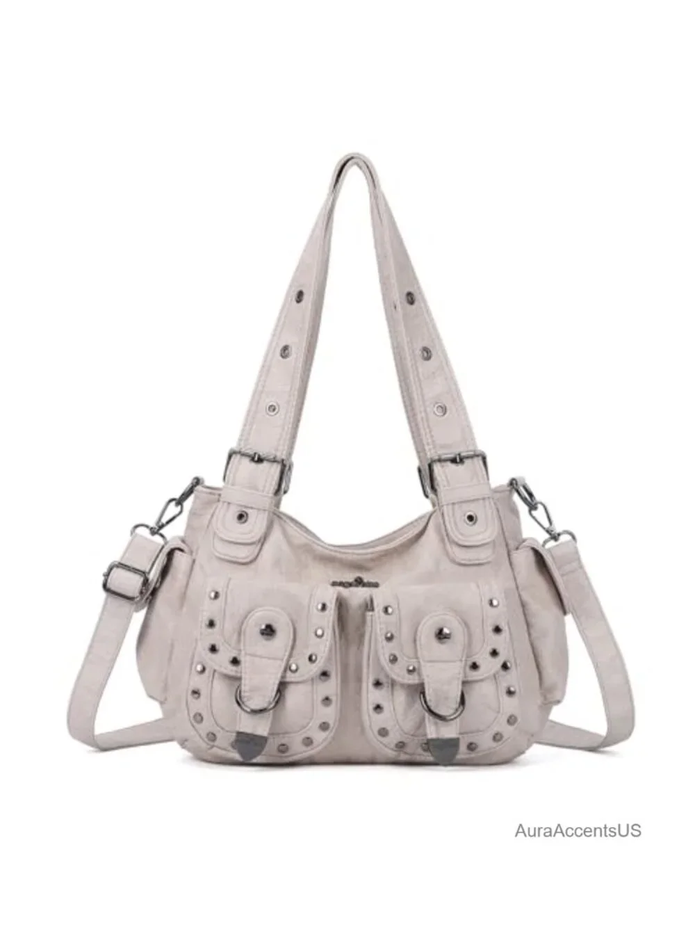 Vegan Leather Hobo Bag Multi Pocket Y2K Tote Shoulder Purse
